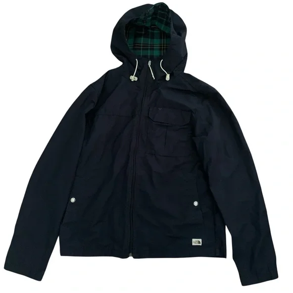 The North Face Navy Hood Plaid Fruitvale Durable Water Repellent